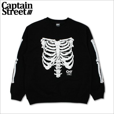 画像1: 【送料無料】CAPTAIN STREET Bone クルーネックスウェット BLACK キャプテンストリート