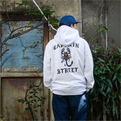 画像3: 【送料無料】CAPTAIN STREET Scorpion P/Oパーカー ASH キャプテンストリート