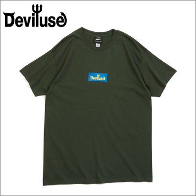 画像1: Deviluse デビルユース Blue Box Logo Tシャツ GREEN