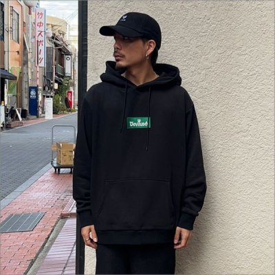 画像2: 【送料無料】Deviluse デビルユース Green Box Logo P/Oパーカー BLACK