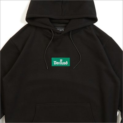 画像3: 【送料無料】Deviluse デビルユース Green Box Logo P/Oパーカー BLACK