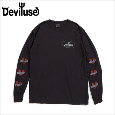画像1: Deviluse デビルユース Round Logo L/S Tシャツ WASHED BLACK