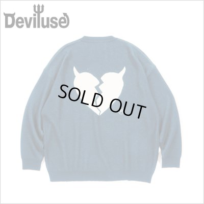 画像1: 【送料無料】Deviluse デビルユース Heartaches Knit Crewneck NAVY