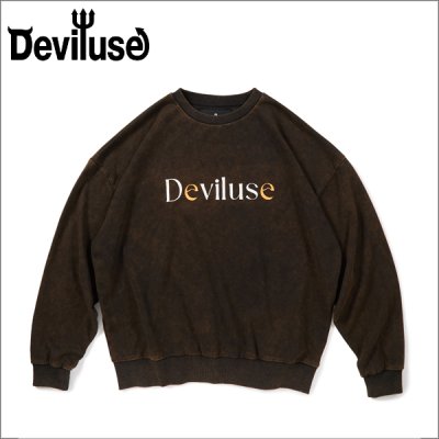 画像1: 【送料無料】Deviluse デビルユース Molding クルーネックスウェット Washed BLACK