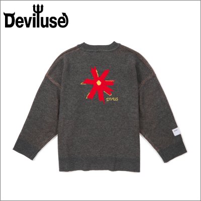 画像1: 【送料無料】Deviluse デビルユース Prickly Flower Knit Crewneck CHARCOAL