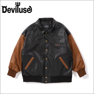 画像1: 【送料無料】Deviluse デビルユース Varsity JKT BLACK/BROWN
