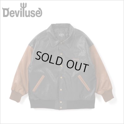 画像1: 【送料無料】Deviluse デビルユース Varsity JKT BLACK/BROWN