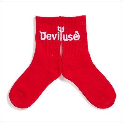 画像2: Deviluse デビルユース Logo Socks RED