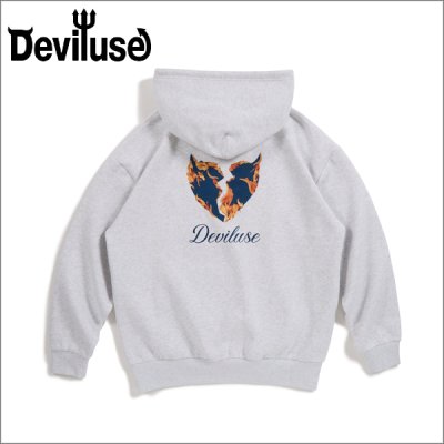 画像1: 【送料無料】Deviluse デビルユース Flame Heart P/Oパーカー ASH