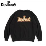 【送料無料】Deviluse デビルユース Flame Logo クルーネックスウェット BLACK