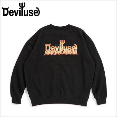 画像1: 【送料無料】Deviluse デビルユース Flame Logo クルーネックスウェット BLACK