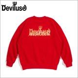 【送料無料】Deviluse デビルユース Flame Logo クルーネックスウェット RED