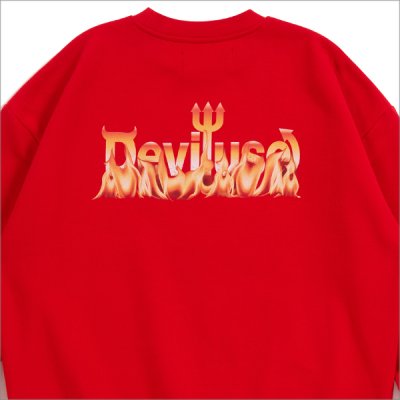 画像4: 【送料無料】Deviluse デビルユース Flame Logo クルーネックスウェット RED