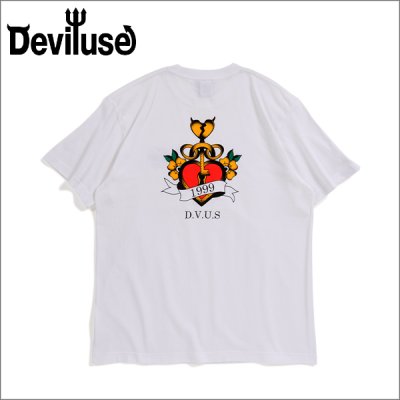 画像1: Deviluse デビルユース Heart Lock Tシャツ WHITE