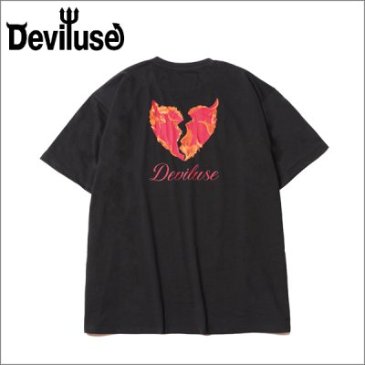 画像1: Deviluse デビルユース Flame Heart Tシャツ BLACK