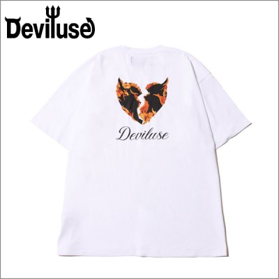 画像1: Deviluse デビルユース Flame Heart Tシャツ WHITE