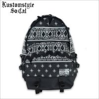 【送料無料】KustomStyle カスタムスタイル BANDANA BACK PACK BLACK/WHITE