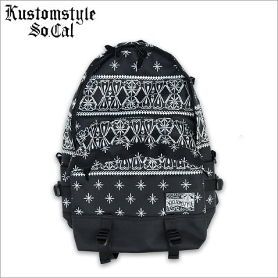 画像1: 【送料無料】KustomStyle カスタムスタイル BANDANA BACK PACK BLACK/WHITE