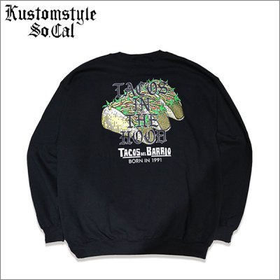 画像1: 【送料無料】CHEYENNE by KUSTOMSTYLE TACOS IN THE HOOD クルーネックスウェット BLACK