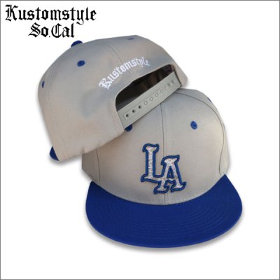画像1: KustomStyle カスタムスタイル LA-BANDANA スナップバックCAP BLUE/GRAY