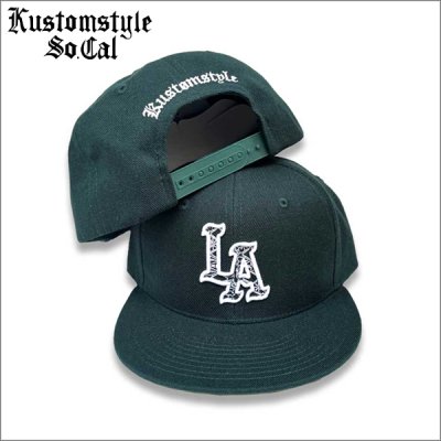 画像1: KustomStyle カスタムスタイル LA-BANDANA スナップバックCAP HUNTER GREEN