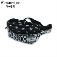 【送料無料】KustomStyle カスタムスタイル BANDANA ウエストバッグ BLACK/WHITE
