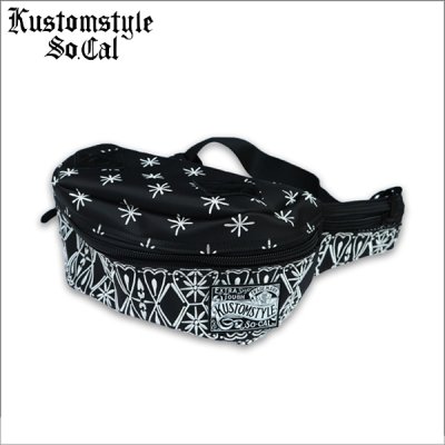 画像1: 【送料無料】KustomStyle カスタムスタイル BANDANA ウエストバッグ BLACK/WHITE