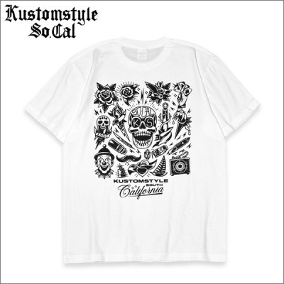画像1: KustomStyle カスタムスタイル P,L,O SKULL Tシャツ WHITE