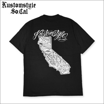 画像1: KustomStyle カスタムスタイル CALI MAP Tシャツ BLACK