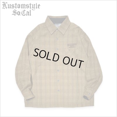画像1: 【送料無料】KustomStyle カスタムスタイル SUPREME QUALITY '24 CHECK L/Sシャツ LIGHT BROWN