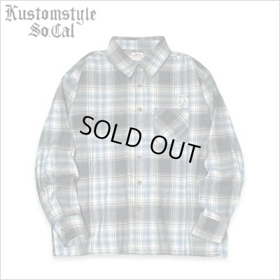 画像1: 【送料無料】KustomStyle カスタムスタイル STARLITE L/Sチェックシャツ BLUE/NAVY