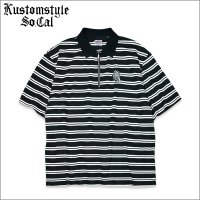 【送料無料】KustomStyle カスタムスタイル KARMA BORDER HALF ZIP S/Sシャツ BLACK
