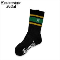 KustomStyle カスタムスタイル K DIA CREW SOCKS BLACK/GREEN