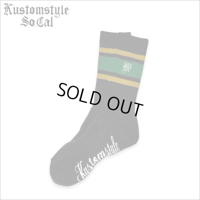 画像1: KustomStyle カスタムスタイル K DIA CREW SOCKS BLACK/GREEN