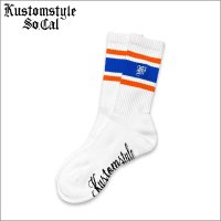 KustomStyle カスタムスタイル K DIA CREW SOCKS WHITE/BLUE