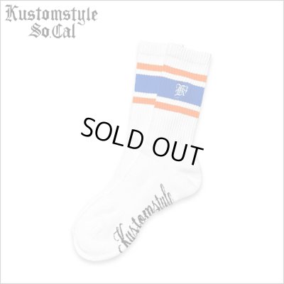 画像1: KustomStyle カスタムスタイル K DIA CREW SOCKS WHITE/BLUE
