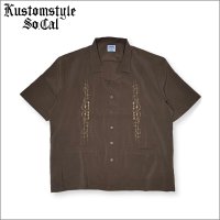 【送料無料】KustomStyle カスタムスタイル CARLSBAD S/S オープンカラーシャツ BROWN