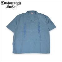【送料無料】KustomStyle カスタムスタイル CARLSBAD S/S オープンカラーシャツ BLUE