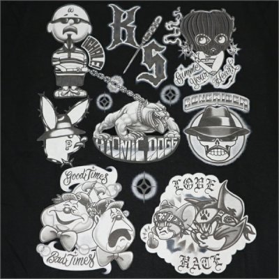 画像4: KustomStyle カスタムスタイル TATTOO FLASH Tシャツ BLACK