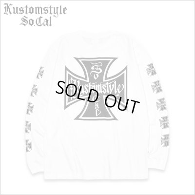 画像1: KustomStyle カスタムスタイル IRON CROSS L/S Tシャツ WHITE