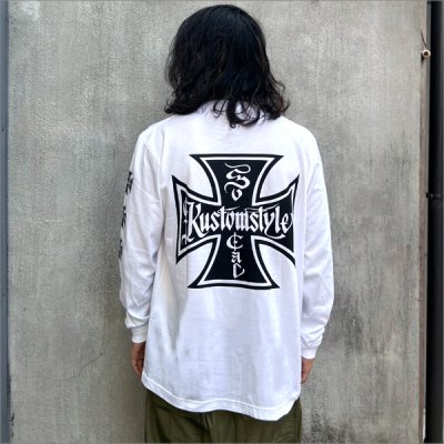 画像3: KustomStyle カスタムスタイル IRON CROSS L/S Tシャツ WHITE