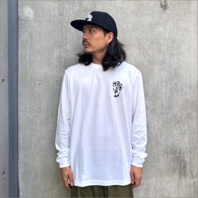画像3: KustomStyle カスタムスタイル P.L.O SKULL L/S Tシャツ WHITE