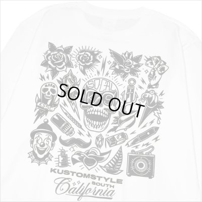 画像4: KustomStyle カスタムスタイル P.L.O SKULL L/S Tシャツ WHITE