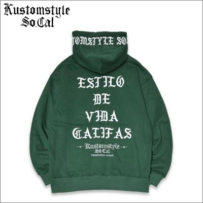 画像1: 【送料無料】KustomStyle カスタムスタイル ESTILO CALIFAS プルオーバーパーカー GREEN