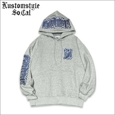 画像1: 【送料無料】KustomStyle カスタムスタイル CHAVO LOGO プルオーバーパーカー ASH