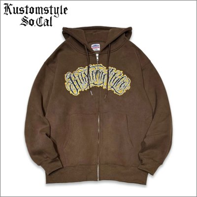 画像1: 【送料無料】KustomStyle カスタムスタイル HAVOC ZIPパーカー BROWN