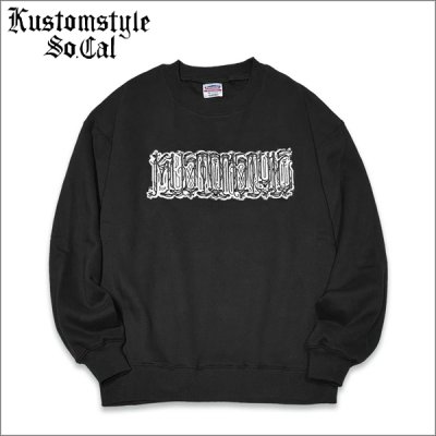 画像1: 【送料無料】KustomStyle カスタムスタイル CHAVO LOGO クルーネックスウェット BLACK