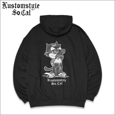 画像1: 【送料無料】KustomStyle カスタムスタイル THE CAT プルオーバーパーカー BLACK