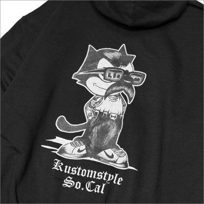画像4: 【送料無料】KustomStyle カスタムスタイル THE CAT プルオーバーパーカー BLACK