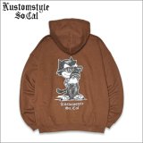 【送料無料】KustomStyle カスタムスタイル THE CAT プルオーバーパーカー BROWN